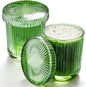 Glass Qtip Dispenser 2 Pack, Clear Bathroom Storage Organizer for Cotton Swabs, Balls, Pads & Floss Picks, Vanity Makeup Essential Accessories (Green)