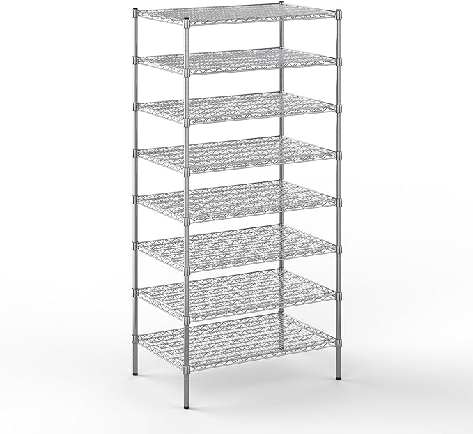 24" Deep x 36" Wide x 74" Height Wire Shelving Kit | 8-Tier | NSF Commercial Storage Rack Unit