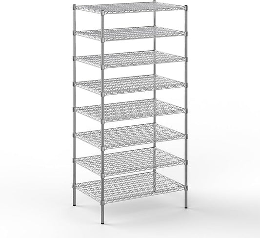 24" Deep x 36" Wide x 74" Height Wire Shelving Kit | 8-Tier | NSF Commercial Storage Rack Unit