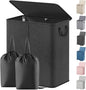 Lifewit Double Laundry Hamper with Lid and Removable Laundry Bags, Large Collapsible 2 Dividers Dirty Clothes Basket with Handles for Bedroom Laundry Room Closet Bathroom College, 155L Black