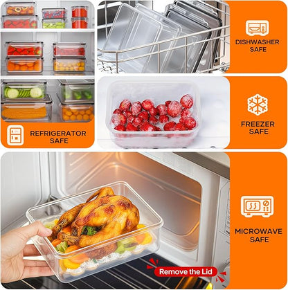 50 PCS Food Storage Containers with Lids (25 Containers & 25 Lids) - Reusable Plastic Food Containers for Kitchen Storage and Organization BPA-Free Leakproof Meal Prep Container with Labels & Pen