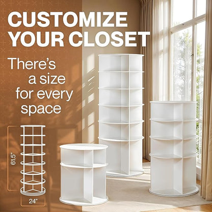 LOFT + IVY 7 Tier Rotating Shoe Rack Tower – 360° Spinning Storage Organizer, Modern Round Shoe Carousel for Closet, Entryway, Bedroom – Space Saving Rotating Lazy Susan Storage Tower