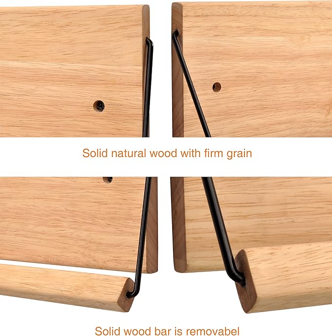 Shoe Rack with Dowel, Wall Hanging Shoe Storage, Organize for Sneaker, Slipper, Boots in Entryway, Hallway, Trailer, RV, Solid Wood_ Beige