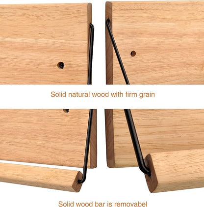 Shoe Rack with Dowel, Wall Hanging Shoe Storage, Organize for Sneaker, Slipper, Boots in Entryway, Hallway, Trailer, RV, Solid Wood_ Beige