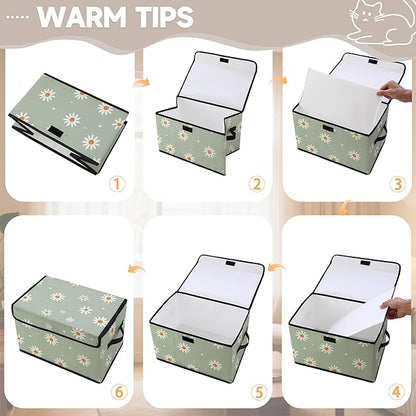 Stackable Clothes Storage Bins with Lids,Closet Organizers Fabric Cat Printing Box for Home and Office,Blanket Clothes Organizers,Under Bed Storage Containers 3 Pack.