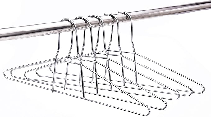 Quality Hangers Metal Hangers – Heavy Duty Hangers – Anti Theft Wire Hangers Suitable for Suits Coat Jacket – Hangers for Shuls Gyms Retail Stores Hotels – Can Carry Up to 200LBs (Chrome, 30 Pack)