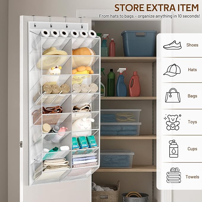MISSLO 30 Pairs Bundle with 24 Pairs Over the Door Shoe Organizer