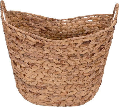 Household Essentials ML-4002 Tall Water Hyacinth Wicker Basket with Handles | Natural, Brown, Natural