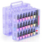 Beloving 2pcs Nail Polish Organizer, Portable 48 Bottles Clear Nail Polish Holder with Adjustable Divider, Gel Nail Polish Storage Double Side Nail Polish Organizer Case for Nail Tech Purple