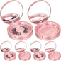 Maitys 6 Pcs Eyelash Storege Box with Mirror,Circle Eyelash Packaging Holder Case Empty Box with Holder Organizer Container for Travel Storage Cosmetic Women Ladies (Rose Gold)
