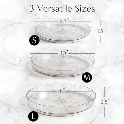 NOSTALGIQ 3-Pack Lazy Susan Organizer | Rotating Pantry Organizers and Storage | Clear Lazy Susan for Table Top, Cabinet Organizer, Perfume Organizer, Spice Rack Organizer (9", 10", 11")