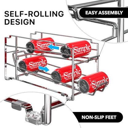 Simple Houseware Soda Can Organizer Stackable Rack Dispenser for Pantry/Refrigerator, Chrome, 4 Pack