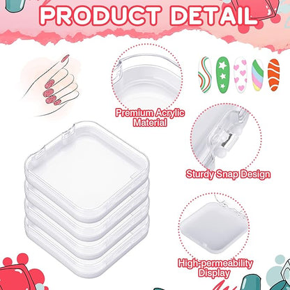 AceOrbit Press on Nail Boxes with 180 Pcs Adhesive Double Sided Tape Acrylic Press on Nail Packaging Cases Transparent Storage Case Organizer for Display Art Salon Supplies(White,48 Pcs)