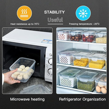 3PCS Fruit Containers for Fridge with Removable Filter, Berry Airtight Produce Storage Containers to Keep Fruit and Vegetables Fresh, BPA-Free Dishwasher Safe Food Containers (Transparent)