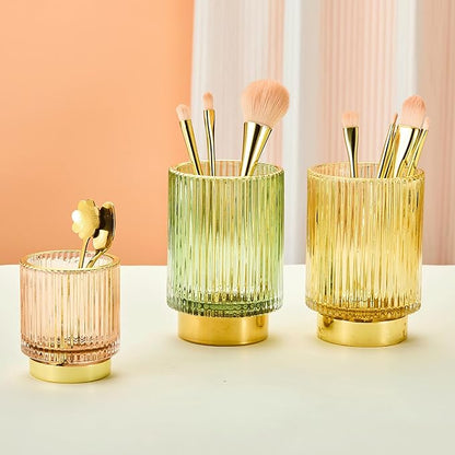 Makeup Brush Holder Organizer,Toothbrush Holders,Desk Pen Pencil Holder,Multifunctional Vintage Glass Brush Cup(A3-33-US)