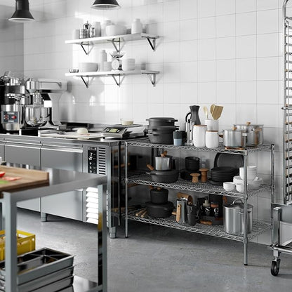 21" Deep x 48" Wide x 34" Height Wire Shelving Kit | 3-Tier | NSF Commercial Storage Rack Unit