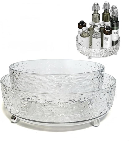 2Pcs Premium Lazy Susan Organizer,9&11in Turntable Organizer for Bathroom, Kitchen, Vanity, Countertop, Table Top, Cabinet, and Frige, Perfume, Skin Care, Makeup, Spice Organizer, 360° Rotating