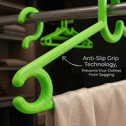 Sturdy Polypropylene Hanger, Pack of 12,Green l Cloth Hanger l Dress Hangers l Hanger for Clothes Hanging