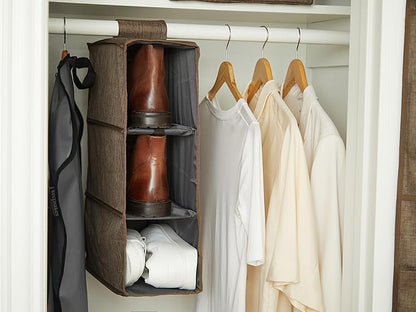 Covermates Keepsakes Hanging Shoe Organizer for Closet – Vertical Storage Shelves for Sneakers, Sandals, and Sweaters – Heavy-Duty Wardrobe Organization, Brown Heather
