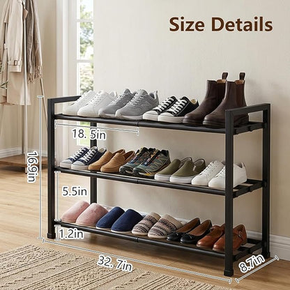 jessie 3-Tier Expandable Shoe Rack, Heavy Duty Metal Freestanding Shoe Shelf Storage Organizer for Entryway Closet Doorway (3 layer)