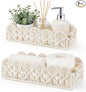 Mkono Macrame Storage Basket, Scalloped Edge Toilet Paper Basket Boho Woven Decor, Small Countertop Organizer with Handles for Shelf, Living Room, Bedroom, Home,Office, 2 Pack, Ivory