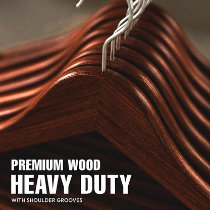 Utopia Home Premium Wooden Hangers 30 Pack - Durable & Slim Coat Hanger - Suit Hangers with 360-Degree Rotatable Hook - Wood Hangers with Shoulder Grooves (Brown)