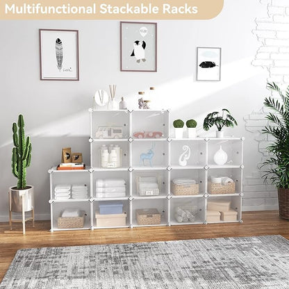 Portable Shoe Rack Organizer with Door, 48 Pairs Shoe Storage Cabinet Easy Assembly, Plastic Adjustable Shoes Organizer Stackable Detachable Free Standing Shoes Rack White