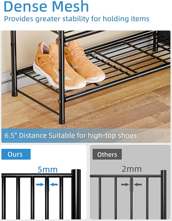 Shoe Rack, 6 Tier 27" Metal Shoe Organizer Storage for Closet, Entryway, Black