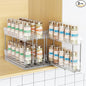 Mystozer Pull Out Spice Rack Organizer for Cabinet, Slide Out Spice Racks Organizer, Easy to Install Spice Cabinet Organizers, 2.3''Wx10.66''Dx8.11''H, 3 Packs-2 Tiers(Clear)