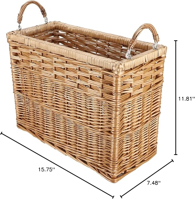 YAHUAN Natural Wicker Storage Basket with Built-in Handles Stair Basket Magazine Basket Large Wicker Baskets for storage Home Organizing Laundry (Wicker)