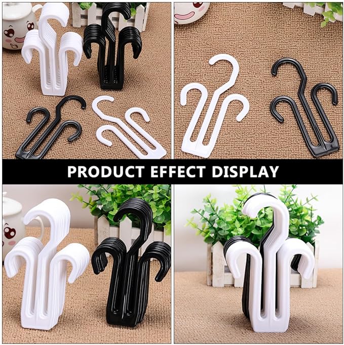 balacoo 20pcs Black Plastic Hanging Shoe Organizer Rack with Hooks for Slipper Drying and Shoe Storage for Home Dormitory and Hotel Use