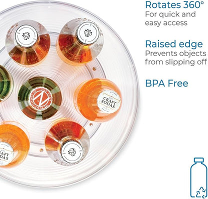 iDesign Recycled Plastic Lazy Susan Turntable Organizer, The Linus Collection – 11” x 1.75”, Clear