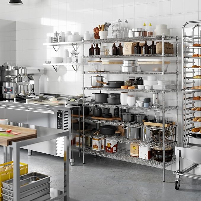 18" Deep x 54" Wide x 74" Height Wire Shelving Kit | 8-Tier | NSF Commercial Storage Rack Unit