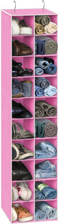 Simple Houseware 20 Section Shelves Hanging Shoes Organizer Holder for Closet, Pink