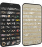 1 Pack Hanging Jewelry Organizer 80-Pocket Dual-sided Jewelry Storage for Earring Necklace Bracelet Ring Travel Holder, Black and Beige