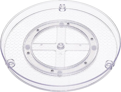 Amazon Basics 2 Tier Lazy Susan Turntable Organizer for Condiments, 12" Diameter, Clear