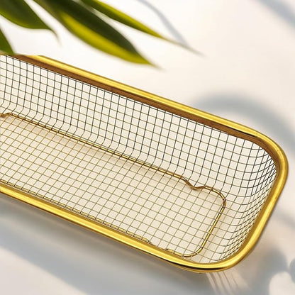 4-Pack Gold Flatware Organizer - Sturdy Mesh Design, Dishwasher-Safe & Easy-Clean Utensil Holder, Silverware Container Drawer Storage