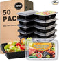 Ezalia 50 Pack- Meal Prep Containers 32oz, Plastic Food Prep Containers Reusable, Leakproof To Go Food Containers with Lids, BPA-Free, Microwave/Dishwasher/Freezer Safe