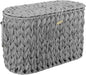 Coeusy Toilet Paper Storage Basket with Lid,Wicker Toilet Paper Holder Stand,Narrow Decorative Woven Bathroom Basket Organizer,Free Standing Grey