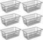 15.2" Metal Wire Baskets for Organizing 6 Pack, Household Pantry Storage Freezer Organizer Bins with Handles, Freezer Baskets for Upright Freezer, Refrigerators, Kitchen Cabinets, Black