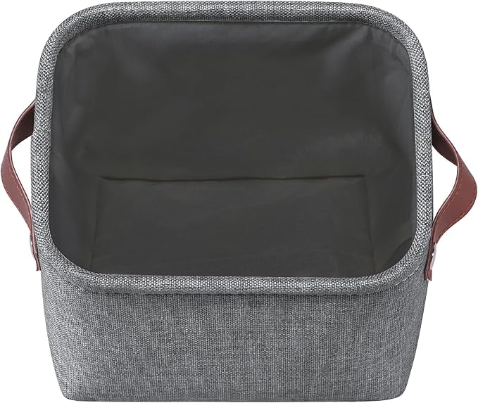 Small Fabric Storage Bins, 7.8x6.7x5.9 inch Mini Storage Cubes 4-Pack Storage Basket for Makeup Collapsible Fabric Storage Organizer with Handles, Decorative Basket for Desk, Shelves, Grey