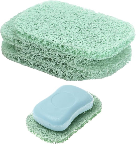 Snowkingdom 4 Pack Green Soap Saver Draining Lift Pad 2.9" x 4.5" PVC Non-BPA Non-Slip Durable