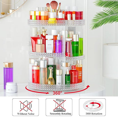Awenia Makeup Organizer 360-Degree Rotating, Adjustable Makeup Storage, 7 Layers Large Capacity Cosmetic Storage Unit, Fits Different Types of Cosmetics and Accessories, Plus Size(Acrylic Clear)