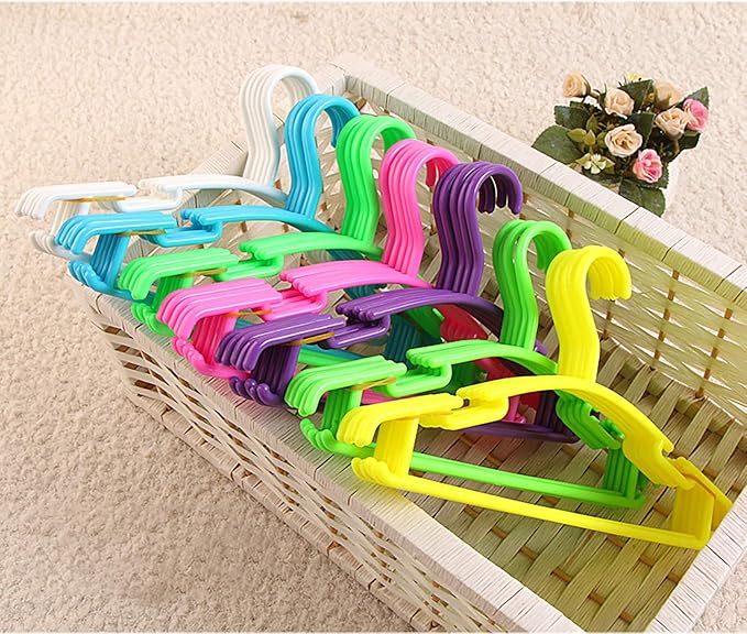 YYaaloa 30pcs Kids Clothes Hangers Baby Clothes Hangers Childrens Plastic Infant Hangers Very Durable Kids Hangers Toddler's Hangers for 1inch Closet Rod (6 colors-30pcs)
