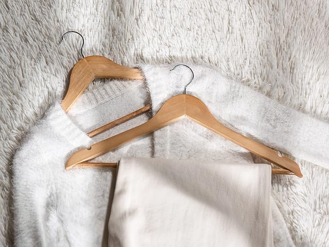 StorageWorks Wooden Hangers 20 Pack, Wood Coat Hangers for Closet, Heavy Duty Clothes Hangers for Suits, Shirts, Pants, Jackets, Natural Wood Color