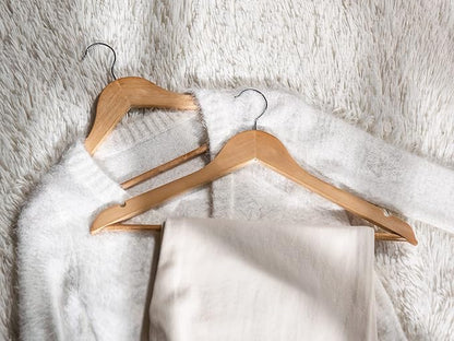 StorageWorks Wooden Hangers 20 Pack, Wood Coat Hangers for Closet, Heavy Duty Clothes Hangers for Suits, Shirts, Pants, Jackets, Natural Wood Color