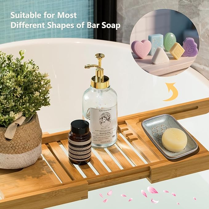 Gomakren Soap Dish for Shower, Ceramic Bar Soap Holder with Honeycomb Design, Soap Saver Tray for Bathroom Kitchen Sink, Sponge & Organizer Tray, Upscale Look, 5.5 Inch, Gray