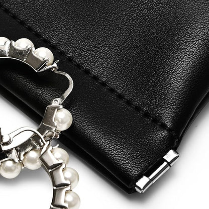 PU Leather Jewelry Travel Bag Leather Jewelry Pouch Christmas,Wedding Party Favor Gift Bag (S, Black)