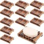 Skylety 12 Pieces Wooden Shower Soap Dish Bulk Soap Holder Savers Draining Tray Case Stand for Bathroom Kitchen Travel Sponge Shampoo Sink, 4.5 x 3.1 x 0.9 Inches (Brown Color)