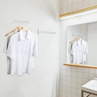 Alise Clothes Drying Rack Wall Mounted Coat Hanger, Foldable Hangers Rack Clothes Hook Closet Storage Organizer, Swivel Space Saving Clothes Hanger Rack for Bedroom Bathroom Laundry,White